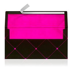 10 kuvert Svarta med rosa metallfoder 110 x 220 mm för gratulationskort Julkortskuponger Inbjudan