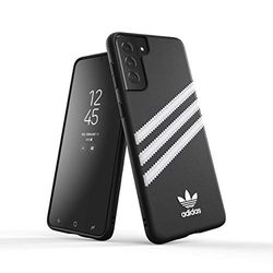 adidas Funda para Samsung Galaxy S21 +, Funda a Prueba de caídas, Bordes elevados, Color Negro y Blanco