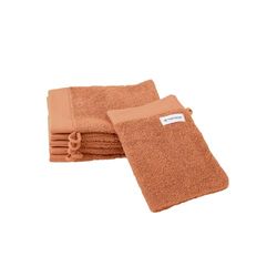 TOM TAILOR Washandschoen, set van 6, 16 x 21 cm, 100% katoen/badstof, met hanger en label met logo, Color Bath Towel oranje (Dark Coral)