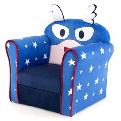 COSTWAY Kindersofa Canapé pour Enfant, Bois d'eucalyptus, Velours, Mousse, Super Wings, S