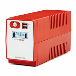 Salicru SPS Soho+ SAI Line-Interactive 650VA met dubbele USB-lader, continue voeding (UPs) (650 Va, 360 W, 162 V, 290 V, 50/60, C13 koppeling), rood/wit