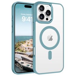 Telaso Magnetyczne etui do iPhone'a 16 Pro Max, etui na telefon iPhone 16 Pro Max, kompatybilne z Magsafe, przezroczysty tył, miękkie etui z tworzywa TPU, klasa wojskowa, nieżółknie, turkusowe