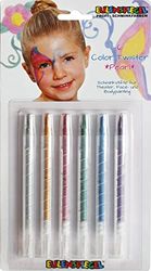 Eulenspiegel 626528 - Matite per il trucco Color Twister Pearl, 6 colori per la pittura del viso e del corpo