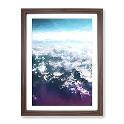 The Clouds Above The Mountains In Abstract Modern Framed Wall Art Print, Ready to Hang Picture for Living Room Bedroom Home Office Décor, Walnut A2 (64 x 46 cm)