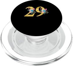 Lindo monograma inicial números de colores flores 29 PopSockets PopGrip para MagSafe
