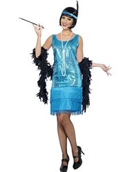 Smiffys Flirty Flapper Costume, Teal, XL - UK Size 20-22