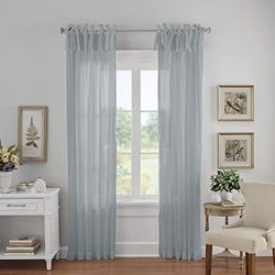 Elrene Parte superior ajustável semi-transparente esmagada cortina de janela de um só painel, poliéster, azul claro, W (1 painéis)