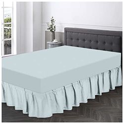 Premium Quality Base Valance Sheets King Size, Plain Bed Skirt & Wraps Luxury Bed Sheets, Machine Washable, Sky Blue