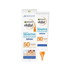 Garnier Delial Sensitive Advanced Sérum Solar Corporal Muy Alta Protección FPS 50+. Con [Ceramida] para reforzar la barrera de la piel. Para pieles claras, sensibles e intolerantes al sol. 125 ml