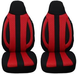 Coprisedili per auto compatibili con VW Amarok 2010 conducente e passeggero, coprisedili FB: MD502 (nero/rosso)
