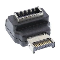 InLine® USB 3.2 adapter intern, frontpaneel USB-E stekker naar USB-E bus 90°