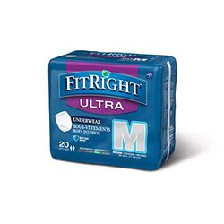 FitRight Ultra Adult Incontinence Underwear, Heavy Absorbency, Medium, 28-40, 4 Packs of 20 (80 Total)