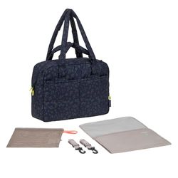 LÄSSIG Aankleedtas voor baby's, met draaggreep en aankleedkussen, kinderwagenbevestiging, waterafstotend/GRE alledaagse tas, Leo donkerblauw, Leo Donkerblauw