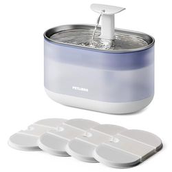 PETLIBRO Fontaine à Eau Ultra silencieuse pour Animal Domestique de 2,1 L, en Acier Inoxydable avec Deux Modes de débit, Fontaine à Eau à Capsule sans BPA, Niveau d'eau Visible avec 4 Grands filtres