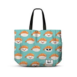 Oh My Pop! Nigiri-Bolsa de la Compra Shopping FAN Horizontal, Turquesa, 46 x 35 cm