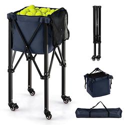 FANTASK Opvouwbare tennisbalwagen voor 150 tennisballen, aluminium, lichte tennisbalmand met wielen, zijzak en draagtas, 3 kg, licht design
