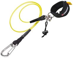 Cressi Lanyard 2.0 - Cavetto con Moschettone in Acciaio Inox e Linguetta a Sgancio Rapido sul Polsino in Neoprene, per Attività Acquatiche Unisex Adulto, Giallo Fluo, Taglia Unica