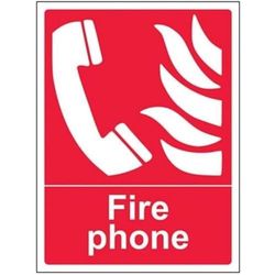 Señal de teléfono VSafety Fire – Retrato – 150 mm x 200 mm – Vinilo autoadhesivo