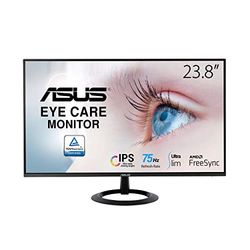 ASUS Eye Care VZ24EHE – 24 tums full HD-skärm – smal design, ramlös, flimmerfri, blått ljusfilter, FreeSync – 75 Hz, 16:9 IPS-panel, 1920 x 1080 – HDMI, D-Sub
