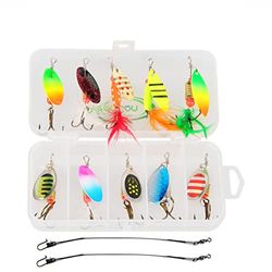 Señuelos Spinner Set Tropical con líneas Inferiores de Acero - 13 Piezas - Blinker Set - Pike, Trucha y Pesca de Perca - Spinners Pesca - señuelos de Pesca