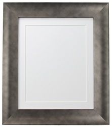 FRAMES BY POST Hygge Picture Photo Frame, Pewter with White Mount, 14 x 11 Image Size 12 x 8 Inches