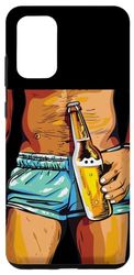 Coque pour Galaxy S20+ Costume humoristique homme avec bière à la main et maillot de bain