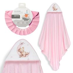 Interbaby - Mantello da bagno per bambini + cappello regolabile | Asciugamano con cappuccio 100% cotone, unisex, morbido, asciugatura rapida, ideale per neonati, neonati e bambini piccoli, design orso