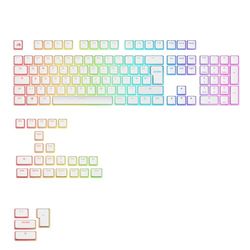 Glorious Gaming - Teclas GPBT Aura RGB: capuchones estilo pudding translúcido en blanco, PBT doble inyección, para teclados mecánicos custom de formatos 100%, 75%, 65%, 60%, distribución QWERTY inglés