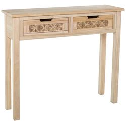 MESA DE ENTRADA C/2 CAJONES MADERA NATURAL_90X28X80CM, DM+PAULOWNIA