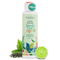 Jean & Len Shampooing Fraîcheur Thé Vert & Citron Vert, pour cheveux normaux à gras, protège de la déshydratation, soin équilibrant, sans silicone & parabane, vegan, 500 ml