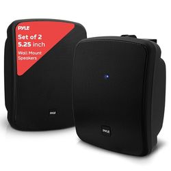Pyle Outdoor Waterproof Wireless Bluetooth Speaker - 5.25 Inch Pair 2-way Weatherproof Wall/Ceiling Mounted Dual Speakers w/Heavy Duty Grill, Universal Mount, Patio, Indoor Use -PDWR54BTB (Black)