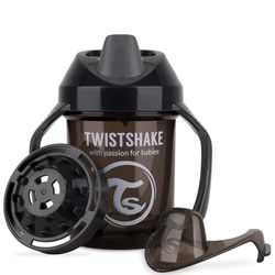 TWISTSHAKE Mini copo de aprendizagem para beber com anti-derrame de macia, 230 ml, caneca de treino para Sorber para bebé e misturador de frutas, sem BPA, 4 meses, preto