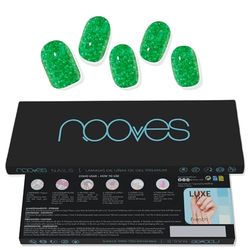 NOOVES - Żelowe folie do paznokci |Jade Glitter - Zielony 20 szt. Premium półutwardzone paznokcie żelowe naklejki na paznokcie,naklejki na paznokcie żelowe, zawiera 1 pilnik do paznokci i 1
