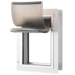 VEVOR Huisdierendeur, metalen frame, 312 x 435 mm met slot en 3-deurs systeem, weerbestendige deur, geschikt voor katten en honden, middelwit
