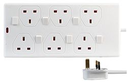 Pro Elec 6 Manier Individueel Schakelde Verlengsnoer 2m white Kleur: wit
