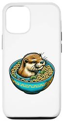 Carcasa para iPhone 13 nutria vintage divertida con gafas de sol comer ramen japonés