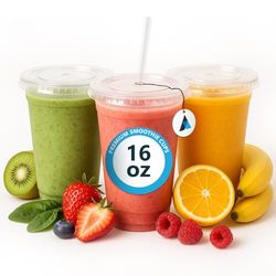 Nationwide Paper 16oz Smoothie Cups with Flat Lids, Crystal Clear Disposable Cups for Cold Drinks, Milkshakes, Iced Coffee – 500 Pack