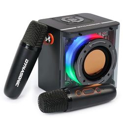 DYNASONIC B52. Karaoke con Dos microfonos. Altavoz Bluetooth Karaoke para niños. Juguete electrónico Infantil. Regalos para niños de 3 a 15 año (Negro)