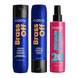 Matrix, Routine Neutralisante pour Cheveux Châtains & Bruns, Colorés ou Naturels, Neutralise les Reflets Indésirables, Tons Froids, Pigments Bleus, Brass Off