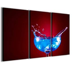 Kunstdruk op canvas, Blitz Cocktail, moderne afbeeldingen uit 3 panelen, klaar om op te hangen, 120 x 90 cm