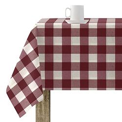 BELUM | Resinated Tablecloth Stain Resistant 550-03, Tablecloth Plaid Vichy Size; 250x155 cm, Tablecloth Stain Resistant NO Rubber, Tablecloth Vichy Red, Tablecloth Fabric 100% Organic Cotton