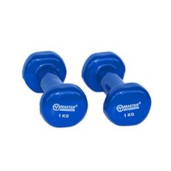 MASTER vinyl halters voor volwassenen, 2 x 1 kg, set van 2 fitnesshalters, blauw, één maat