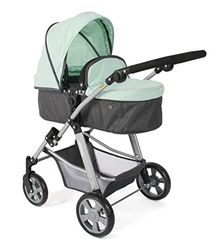 Bayer Chic 2000 - Poussette de poupée Nele, Poussette combinée 2 en 1 pour Enfants de 3 à 8 Ans, Poussette pour poupée avec nacelle Convertible, Poussette pour poupées jusqu'à 50 cm, Menthe mélangée