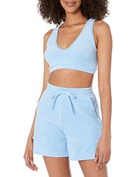 The Drop, bralette da donna Thalia con scollo a V profondo, in cotone e tessuto di spugna, blu cielo, 3XL Plus, taglia forte