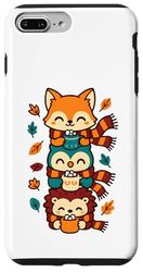 Foulard d'automne Motif Renard, Chouette, hérisson, Cacao Chaud Coque pour iPhone 7 Plus/8 Plus