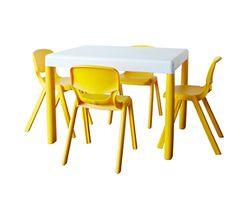 Ergos pkergos020123 paket 1 bord och 4 stolar för barn, åldrarna 4 till 6, storlek 2, gul glänsande