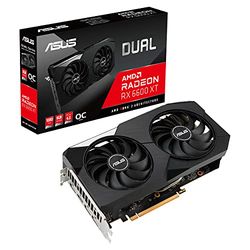 Asus DUAL AMD Radeon RX 6600 XT OC Edition Scheda Grafica, AMD RDNA 2, PCIe 4.0, 8GB GDDR6, HDMI 2.1, DisplayPort 1.4a, Ventole Axial Tech, Tecnologia 0dB, GPU Tweak II, Nero