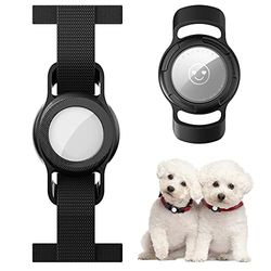 [2 Pièces] Benazcap Étuis de Protection pour AirTag (Locator Tracker), Housse Compatible avec Le Collier AirTags pour Animaux, Sécurité et Anti-Perte, Housse AirTags avec Corde Élastique, Noir