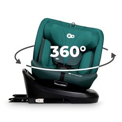 Kinderkraft I-GROW Silla de coche, I-SIZE 40-150 cm, Isofix, Silla coche bebé, para niños, Ajustable, Sillade, RWF, FWF, Universal para coche, Asiento, 360º, Grupo 0+/1/2/3, 0-36 kg, Verde
