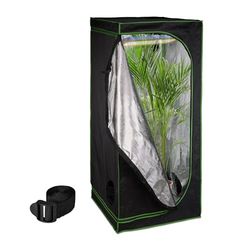 Relaxdays kweektent, HxBxD: 180x80x80 cm, planten kweken, reflectiefolie binnenin, verduisterende groeitent, zwart/groen